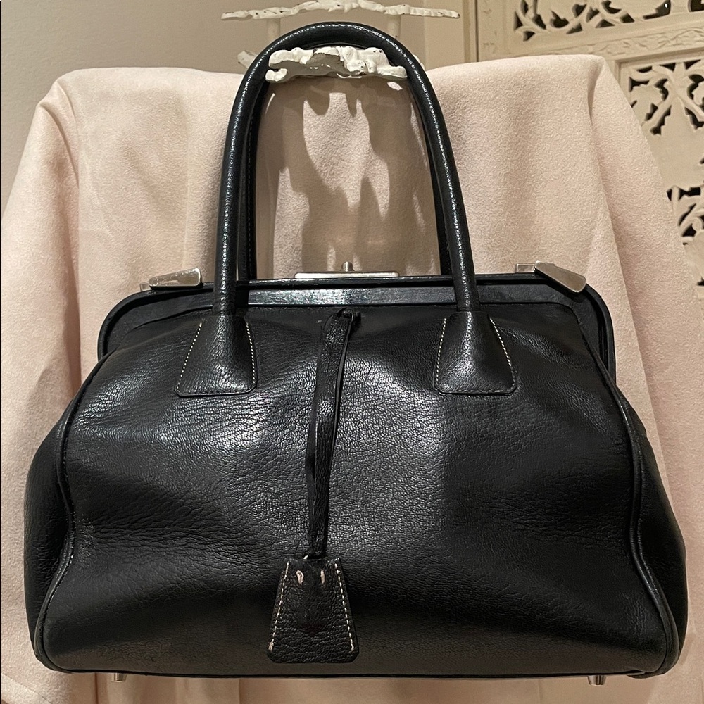 Prada  Doctors black Leather bag with  Silver hardware